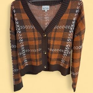 Major Brown Plaid Women's Sweater